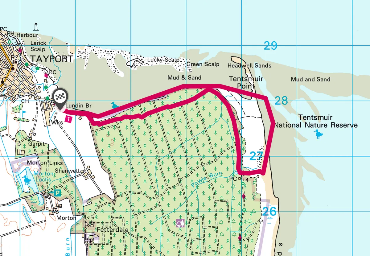 Tay Estuary walking route and map