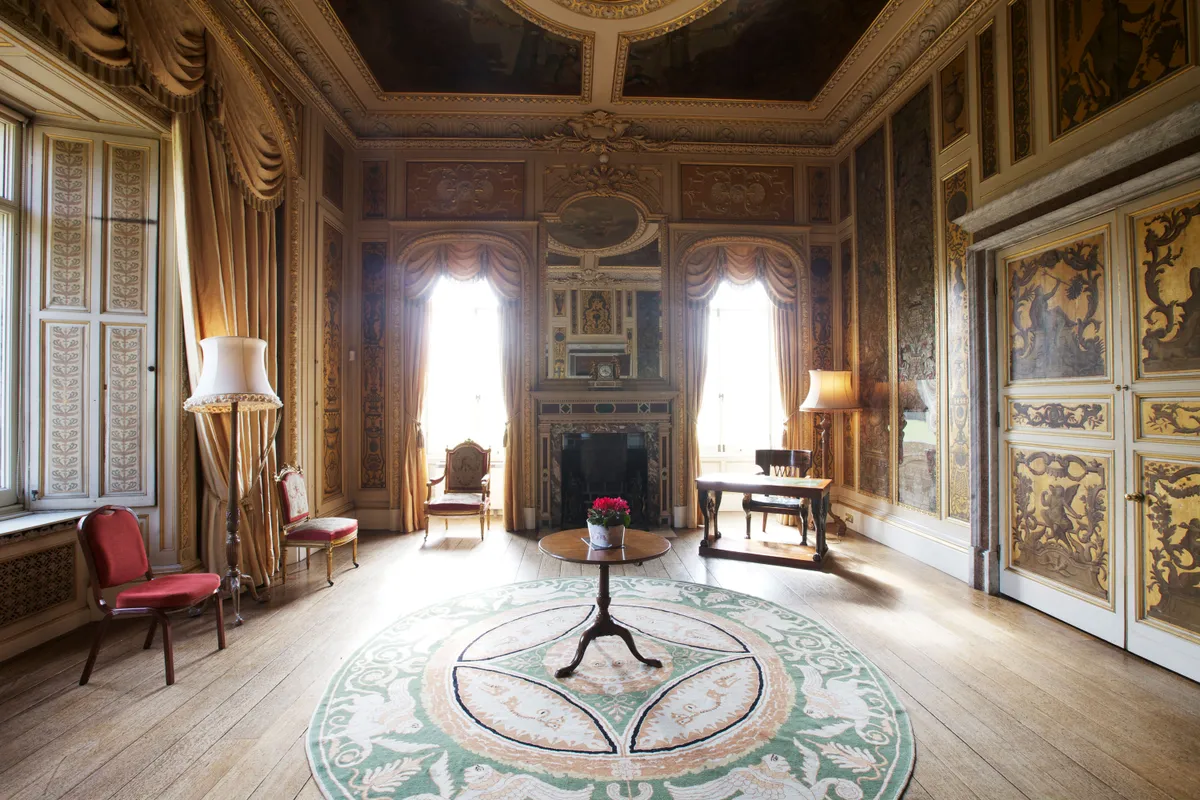 The music room inside Highclere Castle, Downton Abbey