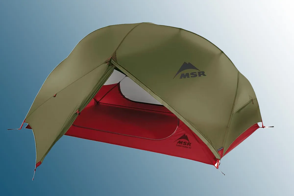 MSR Hubba Hubba NX Tent on a blue background