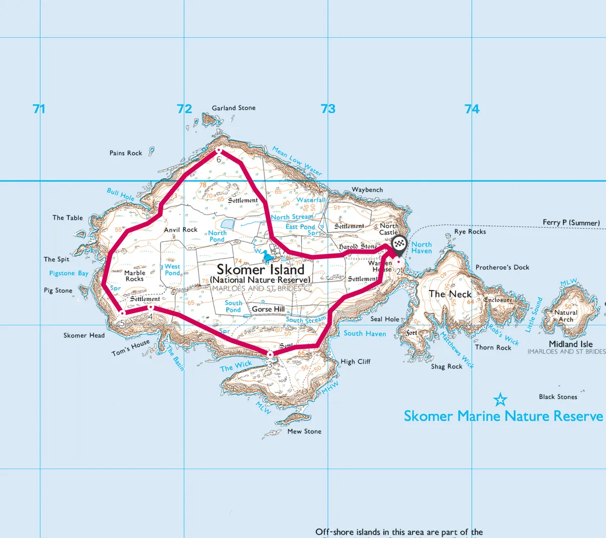 Skomer Island map
