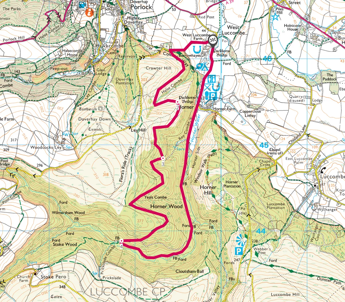 Horner Valley, Somerset map