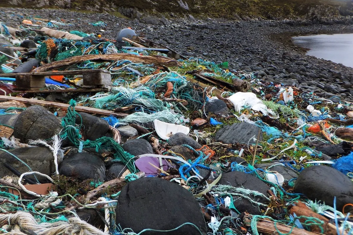 Rubbish on beach in north-west Scotland