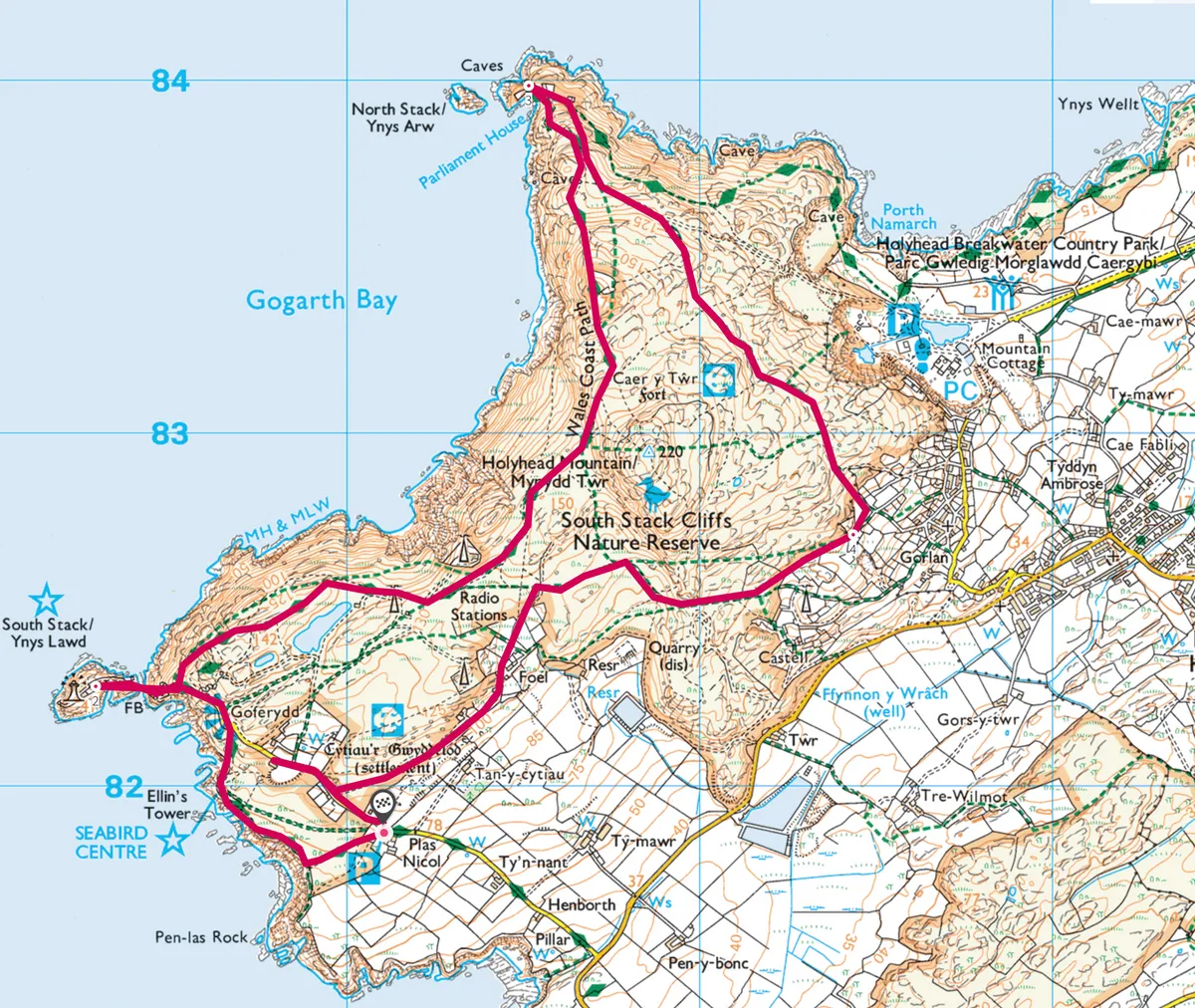 South Stack, Anglesey map