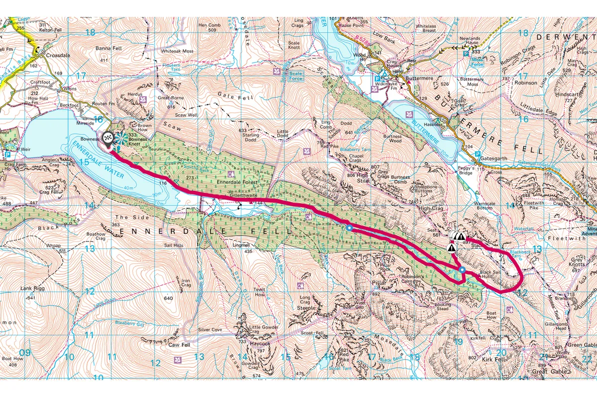 Ennerdale and Haystacks map