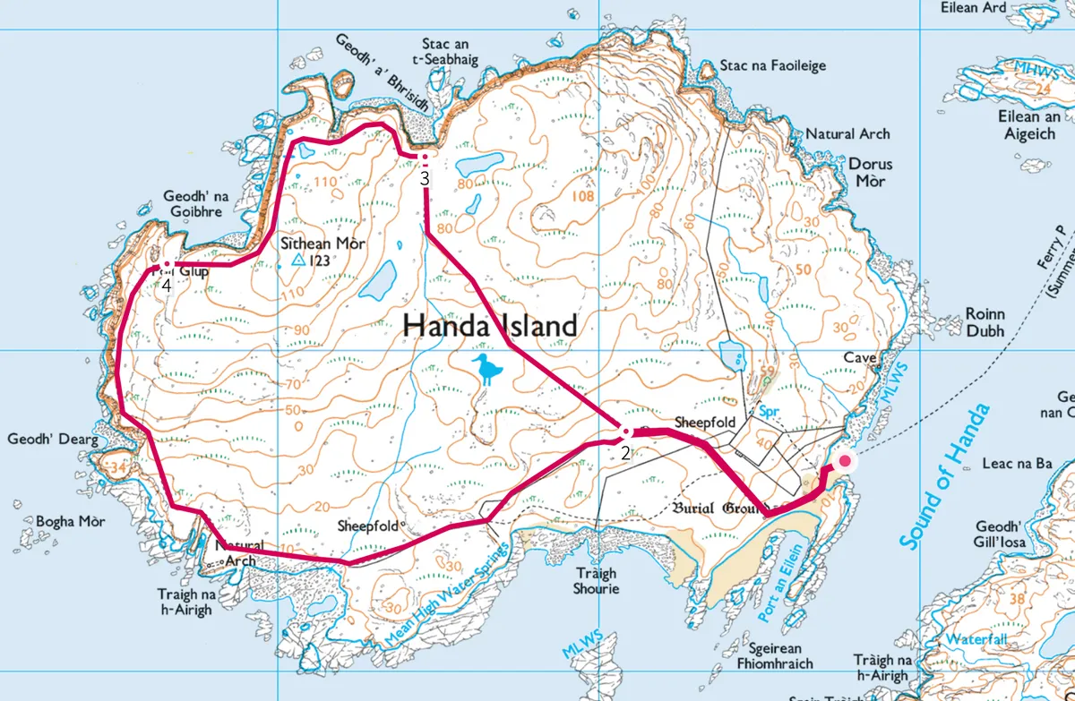 Handa Island walking route and map