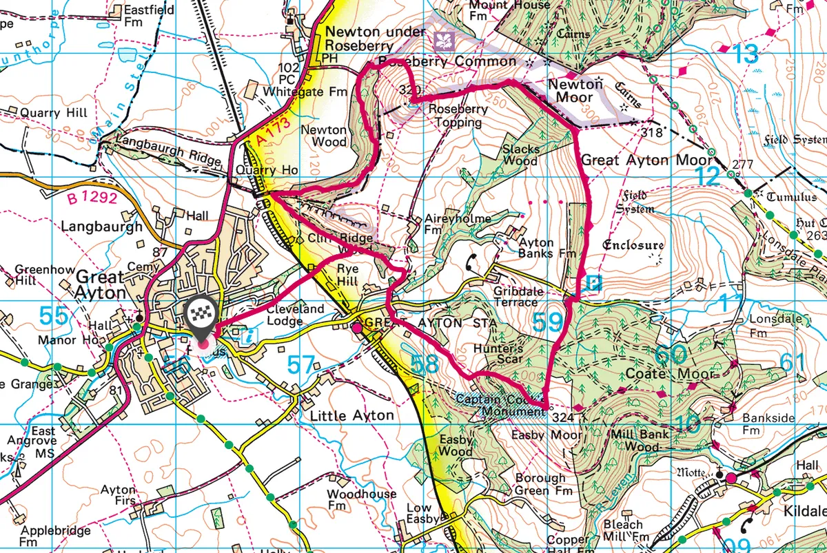 Roseberry Topping walking route and map