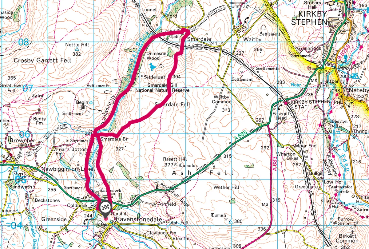Smardale Gill walking route and map
