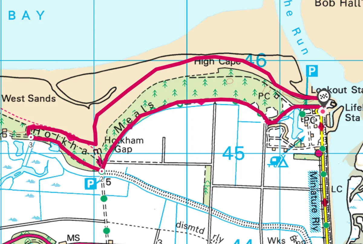 Holkham walking route and map