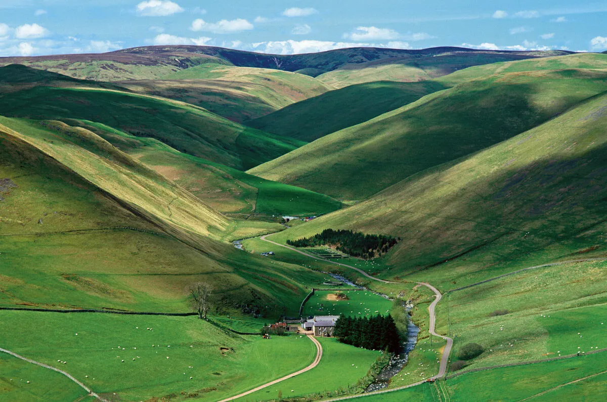The River Coquet snakes through the hills of Upper Coquetdale in Northumberland National Park