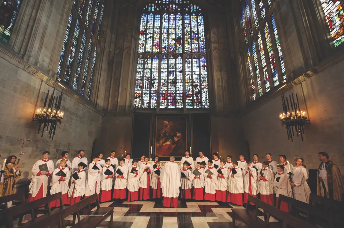 CAMBRIDGE, ENGLAND - DECEMBER 11: The Choir of King's College Cambridge conduct a rehearsal of their Christmas Eve service of 'A Festival of Nine Lessons and Carols' in King's College Chapel on December 11, 2010 in Cambridge, England. The Choir was founded by King Henry VI in 1441 and is regarded as one of the world's finest choral groups. It comprises of the Conductor Stephen Cleobury, 16 choristers, who are educated on scholarships at King's College School, as well as 14 choral scholars and two organ scholars, who study a variety of subjects in the College. The choir's performance of 'A Festival of Nine Lessons and Carols', traditionally held on Christmas Eve in King's College Chapel, was introduced in 1918 and is broadcast to millions of people around the world. (Photo by Oli Scarff/Getty Images)