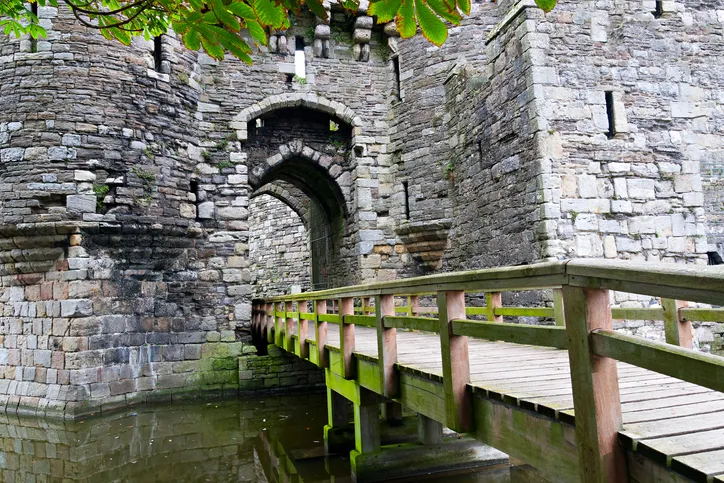 Entrance to Beaumaris Castle in Anglesey, Wales, UK