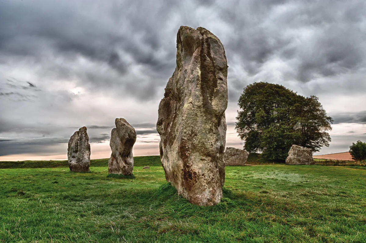 The Avebury Henge Neolithic site in Wiltshire, the largest stone circle in Europe