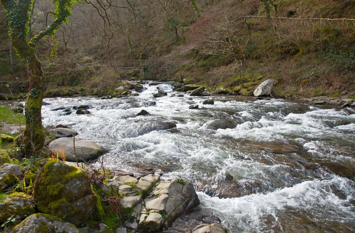 Confluence of East Lyn River and Hoar Oak water at Watersmeet, Exmoor national park, near Lynmouth, Devon, England (Photo by: Education Images/UIG via Getty Images)