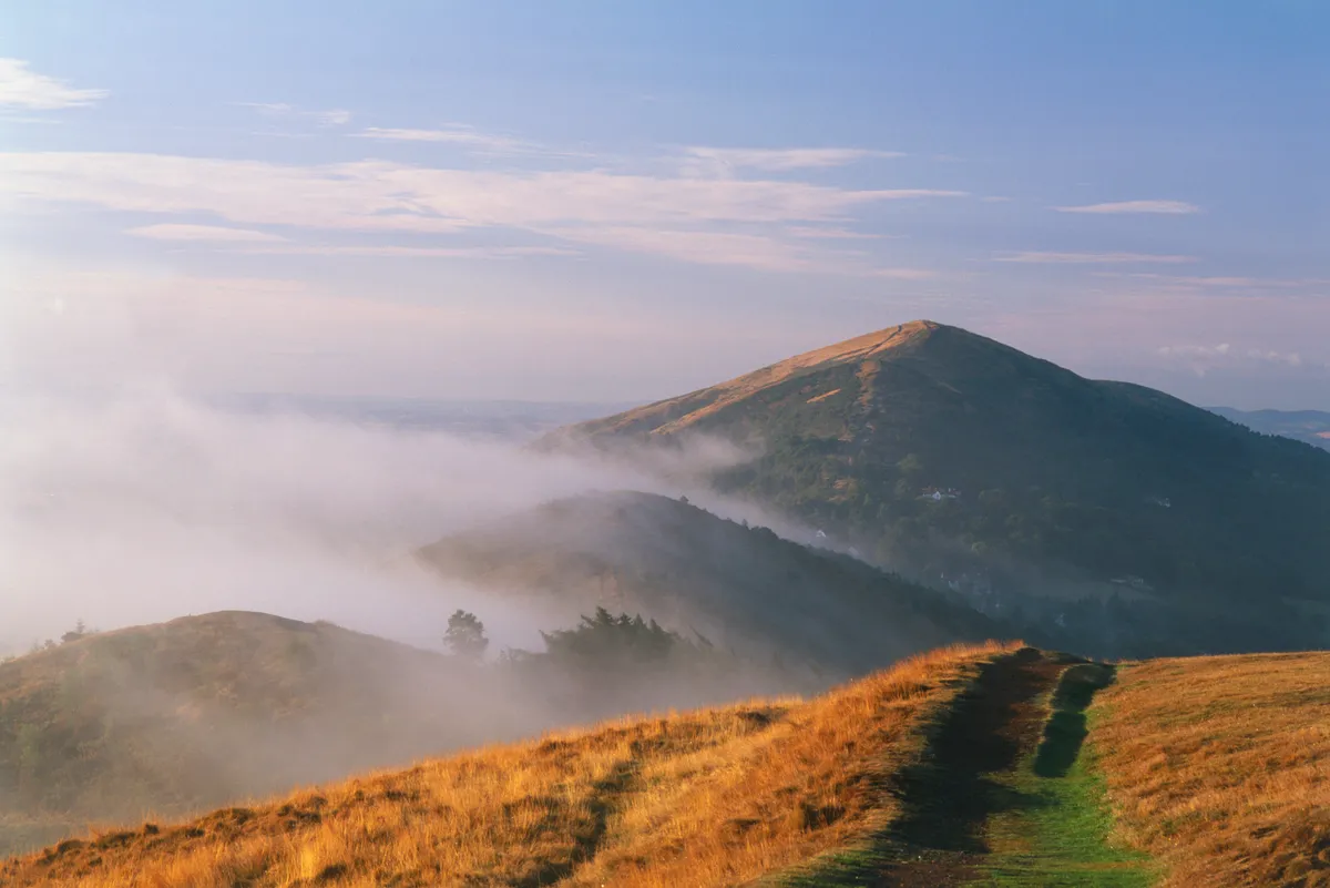 Great Britain, England, Worcestershire, The Malverns, a view of mountain range, formed of hard pre-cambrian rock.