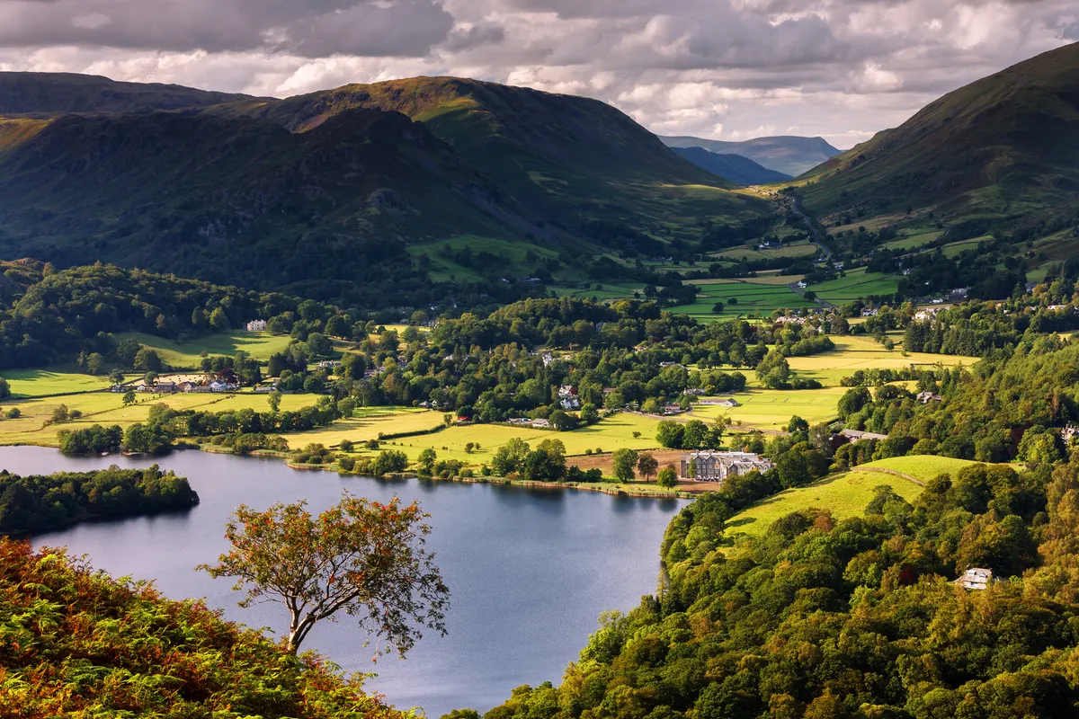 The central fells of the Lake District National Park extending from Loughrigg Terrace and Grasmere to Dunmail Raise, Cumbria, England, United Kingdom, Europe
