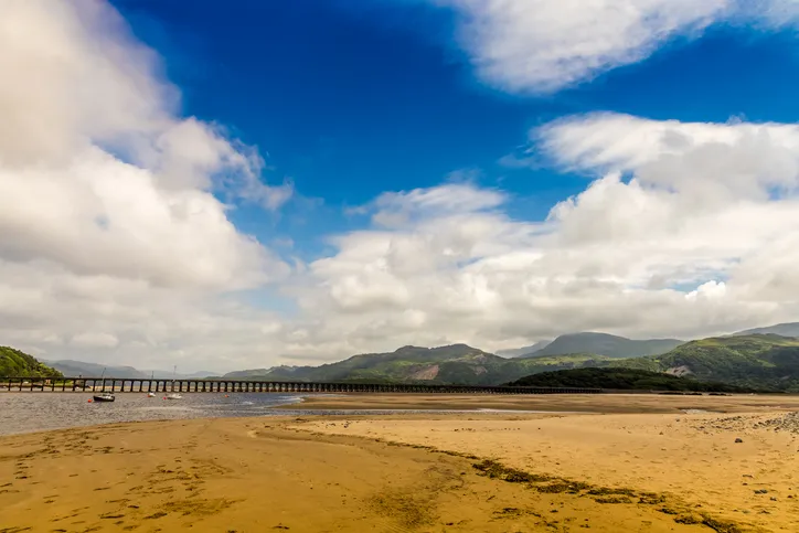 Barmouth, Wales, Located on the west coast of Snowdonia UK. Coast line and beach