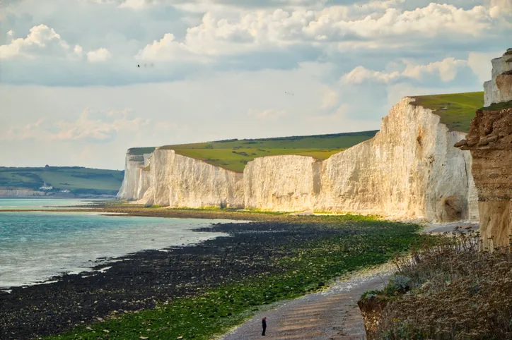 View of Birling Gap and the Seven Sisters as seen from the beach.