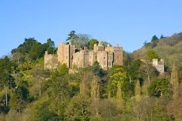 A view looking up towards Dunster Castle in Somerset UK