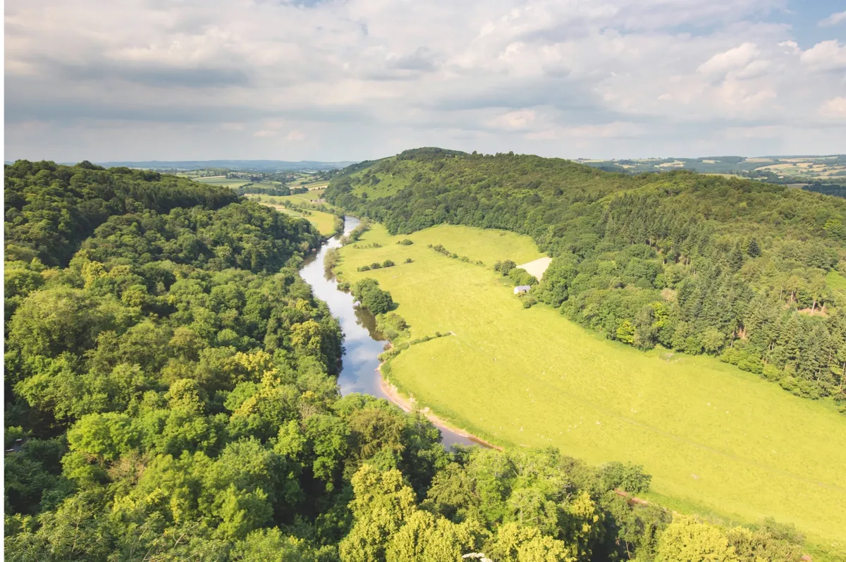 River Wye surrounded by fields and trees
