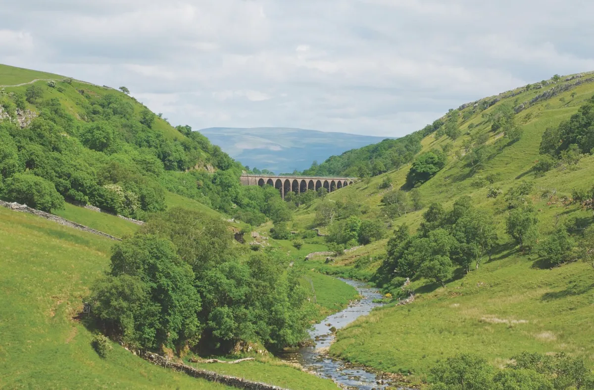 D9X2RE Railway viaduct across Smardale Gill, a Cumbria Wildlife Trust nature reserve, near Kirkby Stephen, Cumbria, England UK