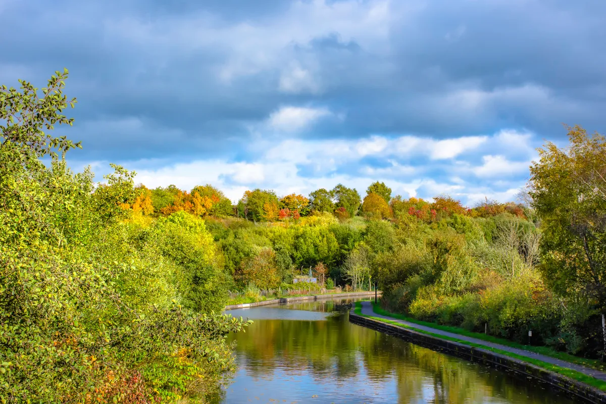 Landscape of England.Trent and Mersey canal in Stoke on Trent