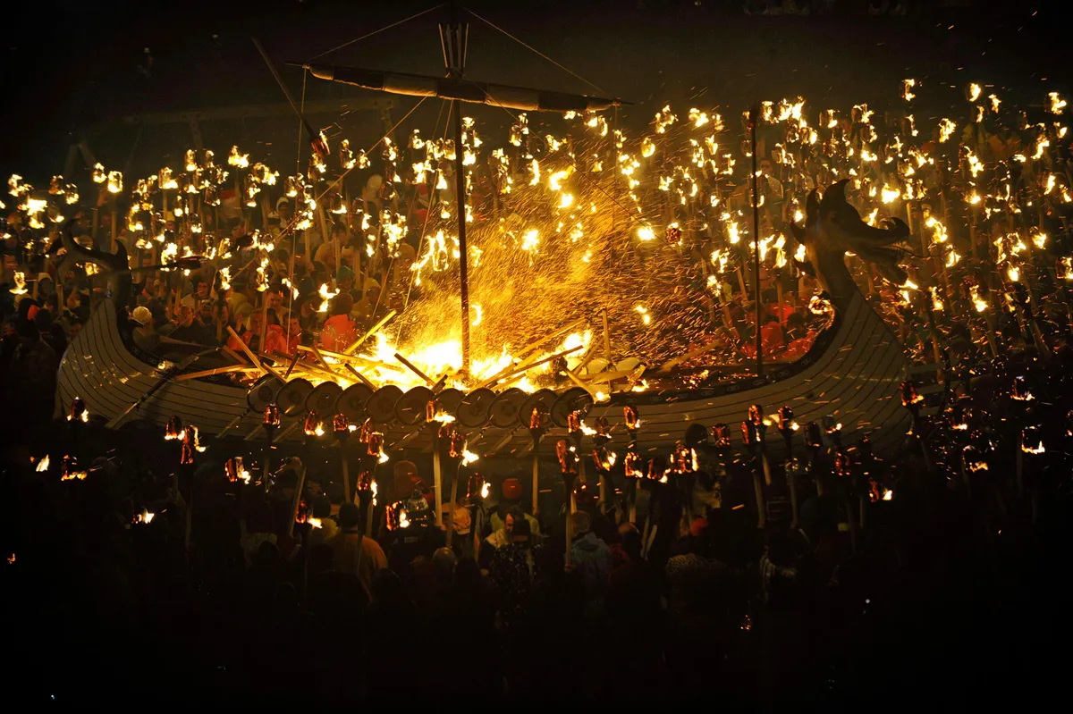 Up Helly Aa celebrates the influence of the Scandinavian Vikings in the Shetland Islands/Credit: Getty