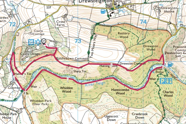 Teign Gorge map
