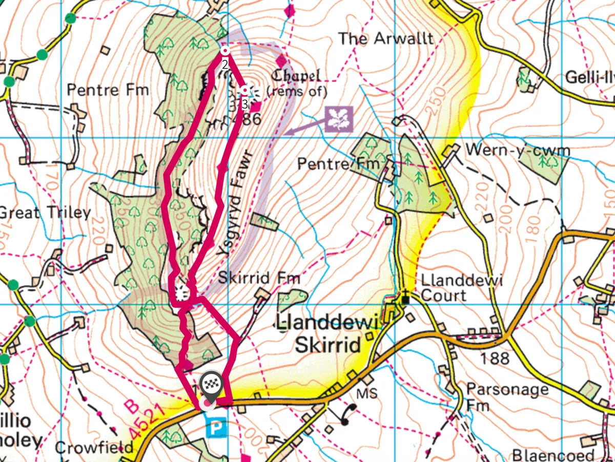 Skirrid walking route and map