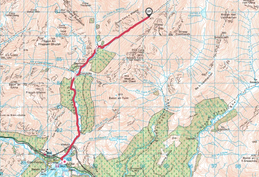 Glenfinnan walking route and map