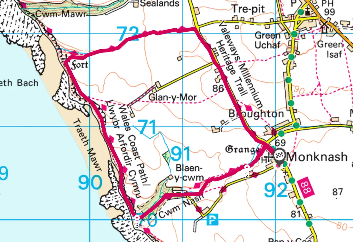 Cwm Nash walking route and map