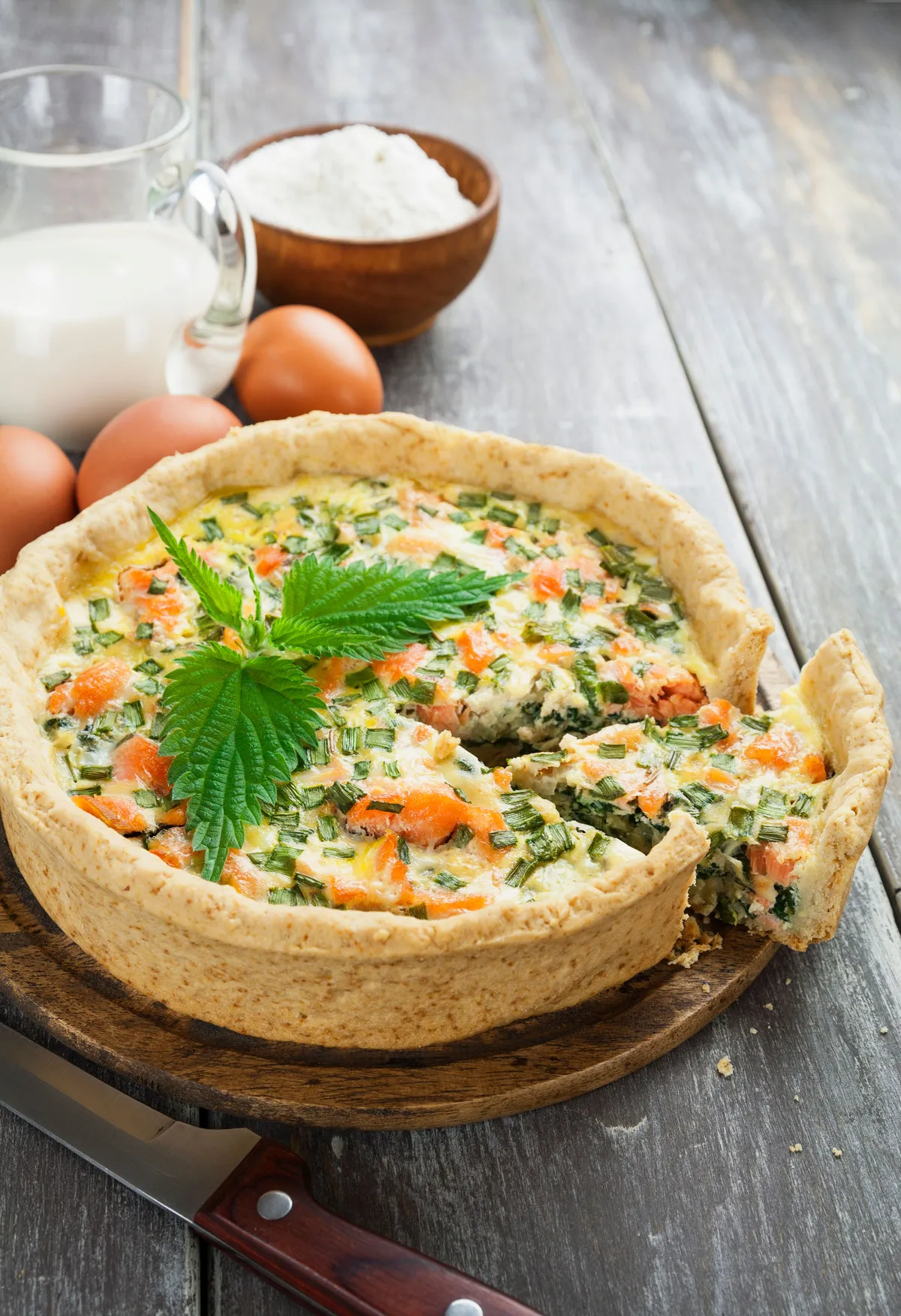 Smoked trout and horseradish quiche