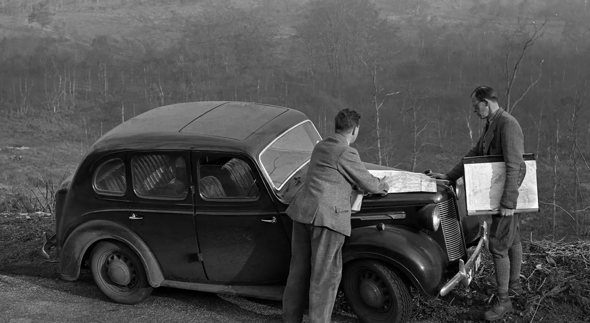 Carrying out research for the woodland census, 1950
