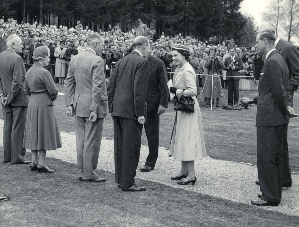 Planting the millionth acre, attended the Queen Eggesford Forest, Devon, 1956