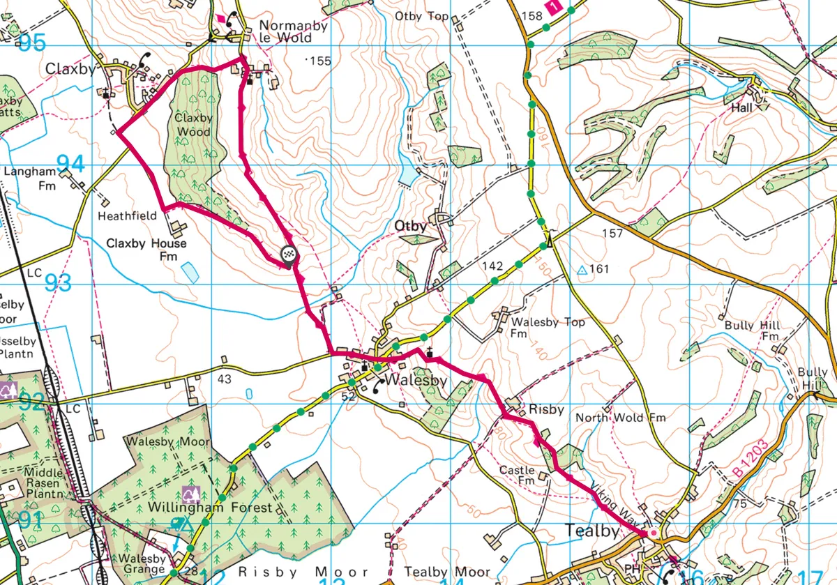 Teably, Walesby and Normanby le Wold map