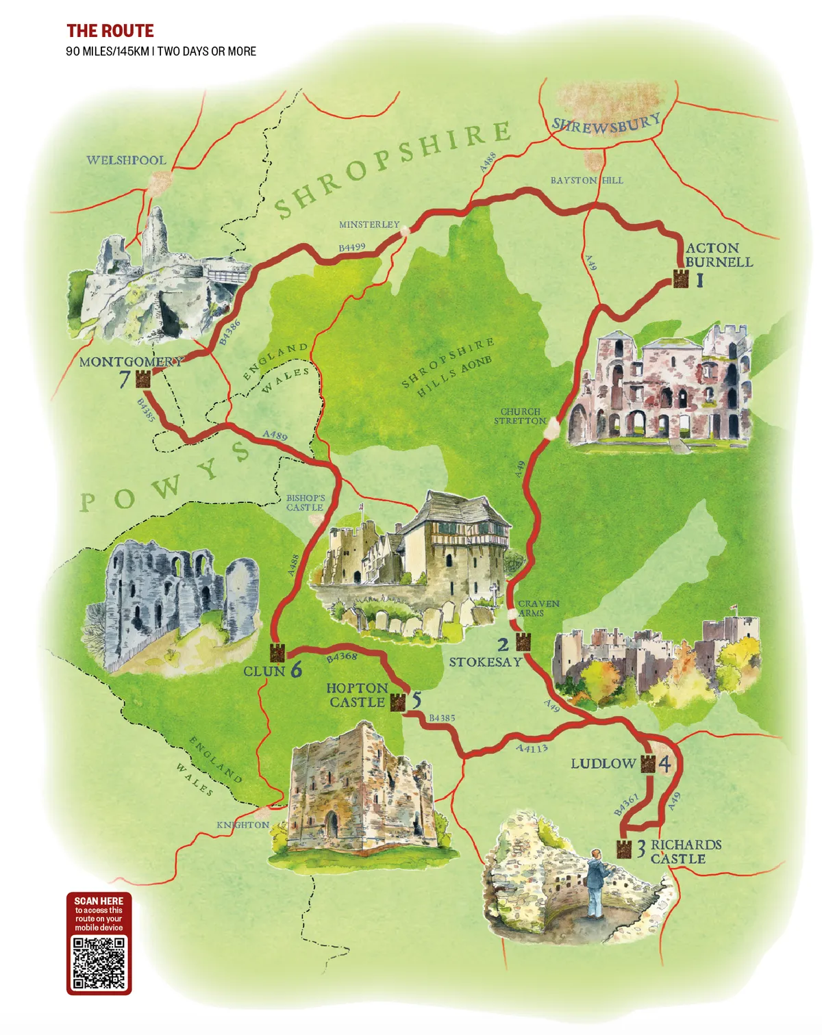 Welsh Marches castle drive map