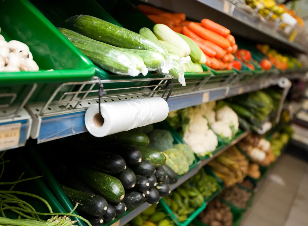 Vegetable display at supermarket