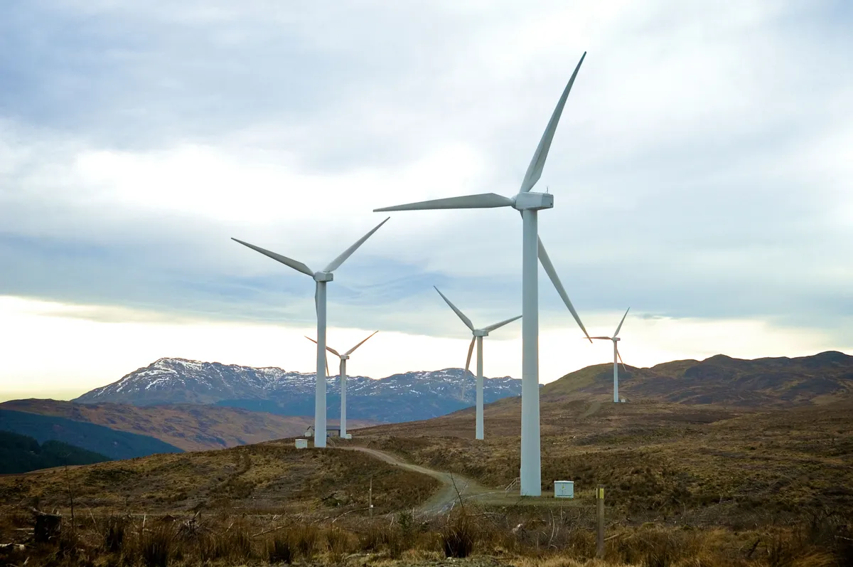 Wind turbines on hillside Getty Images