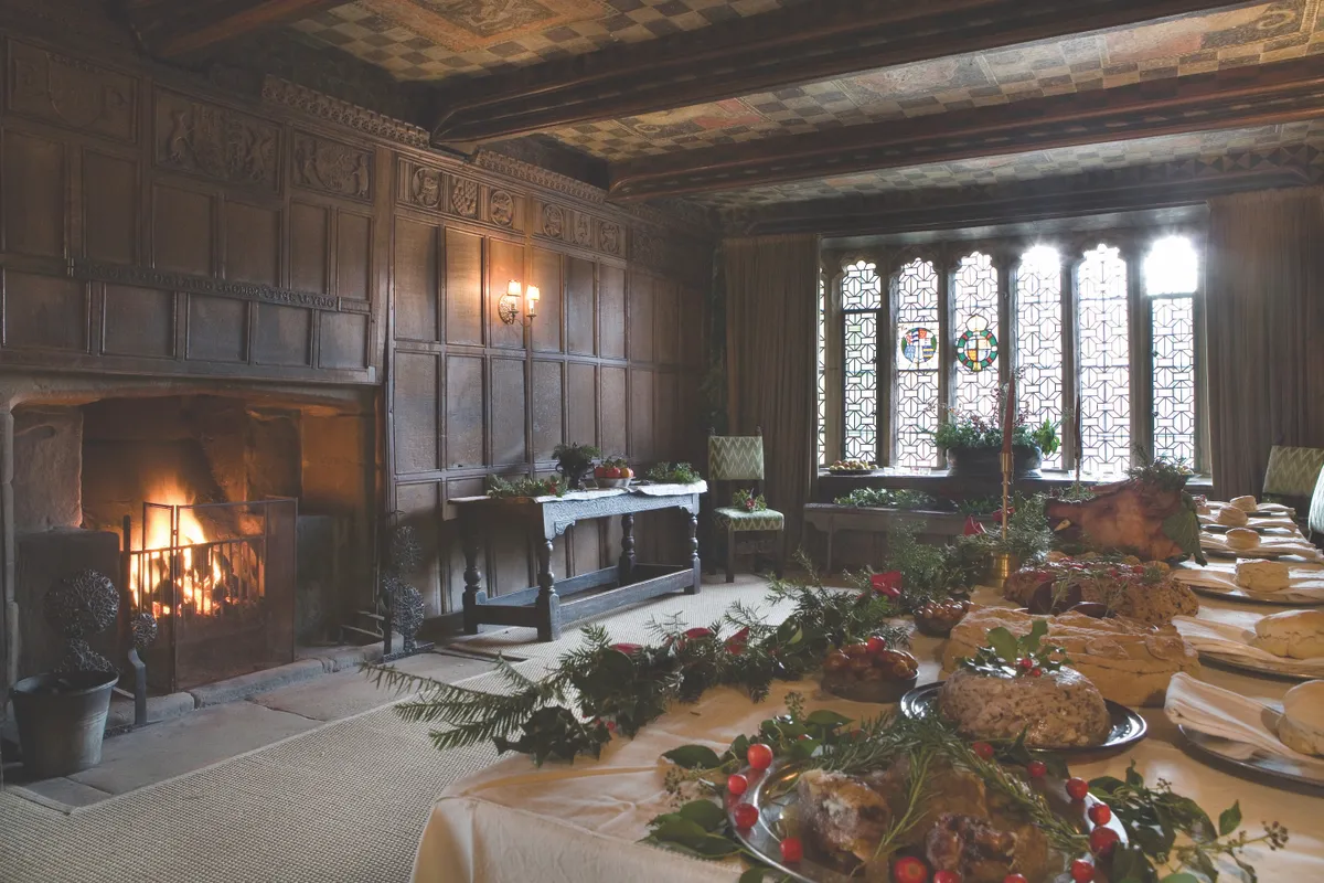 Haddon Hall Dining Room at Christmas, Derbyshire