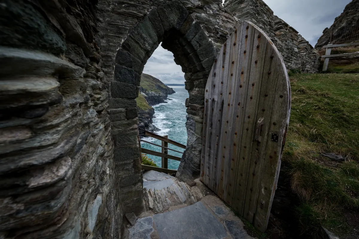 Tintagel Castle walls and door