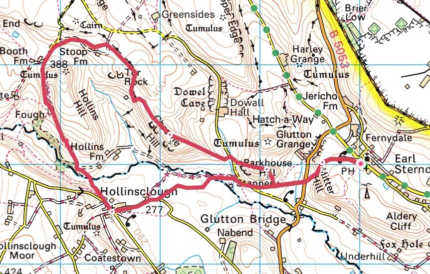Parkhouse Hill and Chrome Hill walking route and map