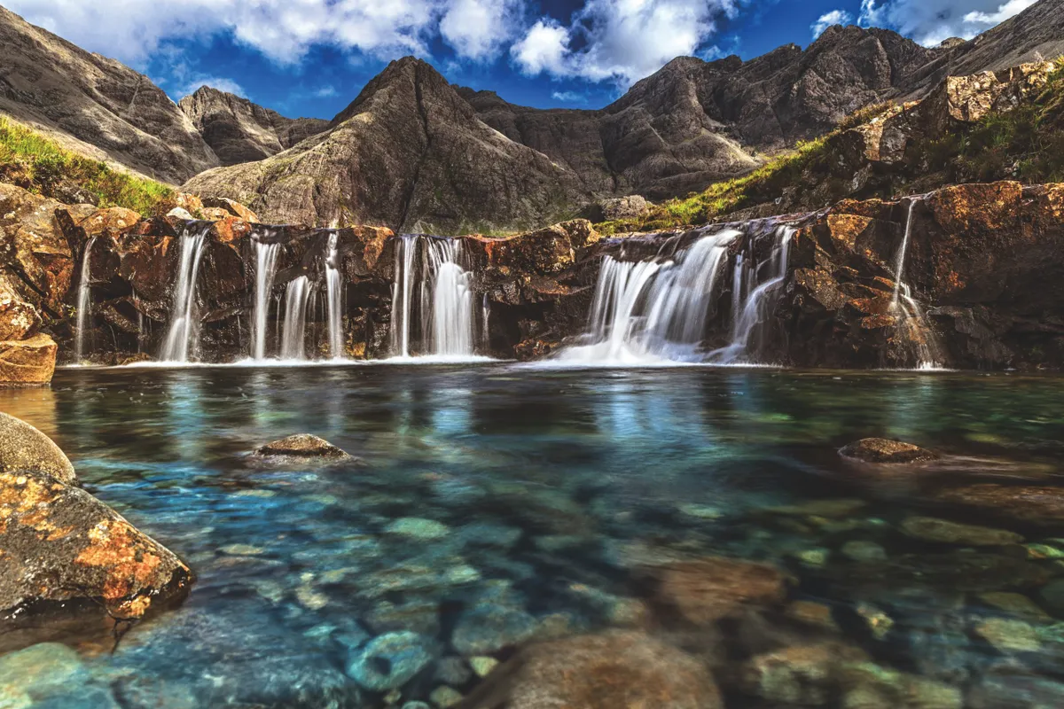 Waterfalls and mountains