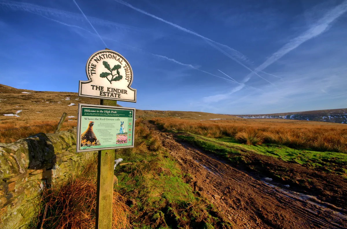 Kinder Estate sign, Peak District National Park,UK