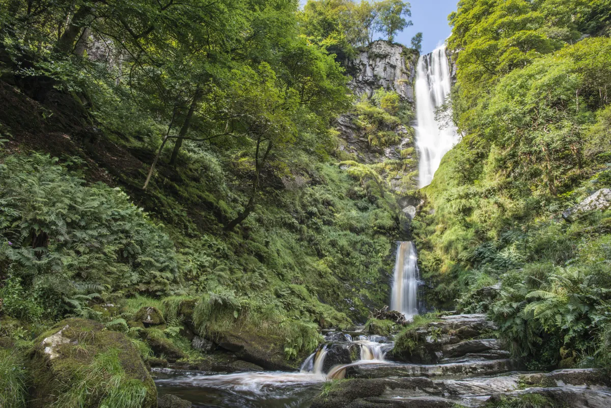 Pistyll Rheadr waterfall in the Berwyn Mountains, Powys, Wales
