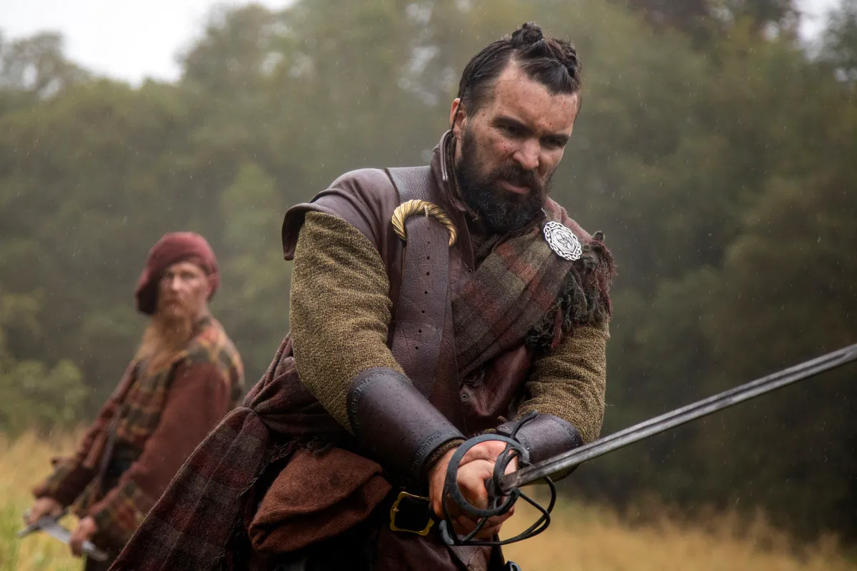 Programme Name: Blood of the Clans - TX: n/a - Episode: Blood of the Clans - Ep1 (No. 1) - Picture Shows: Alasdair MacColla and his Mercenaries - (C) BBC Studios - Photographer: Danny Carr