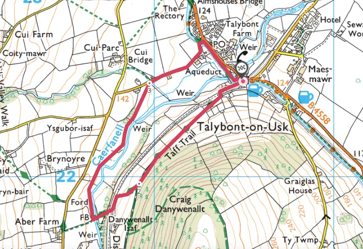 Caerfanell River walking route and map