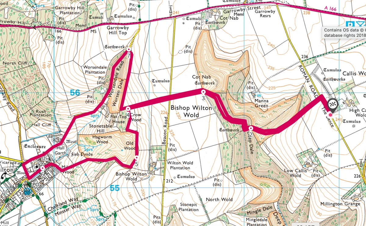 Deep Dale and Bishop Wilton walking route and map