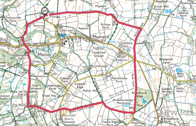 Mellor Moor walking route and map