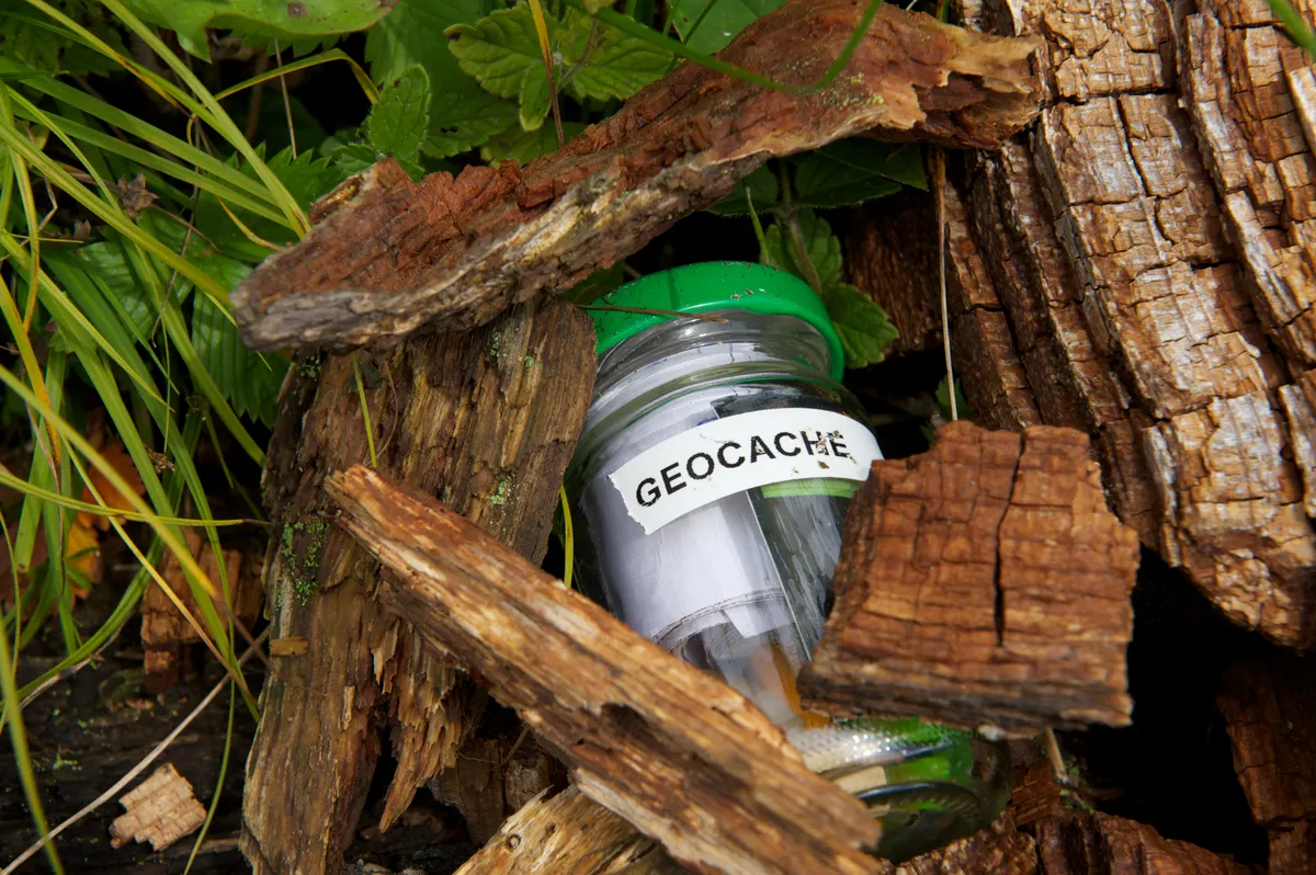 Geocache hidden in a glass jar/Credit: Getty Images