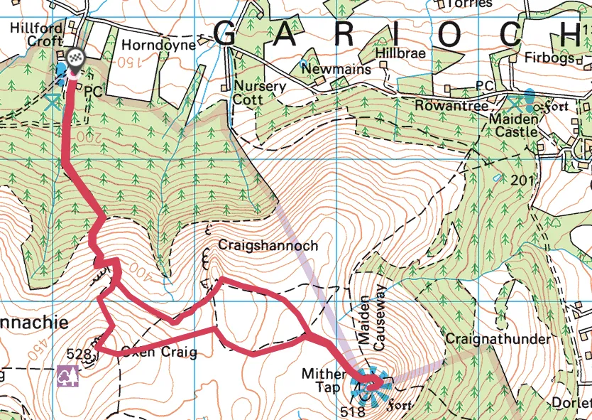 Bennachie walking route and map