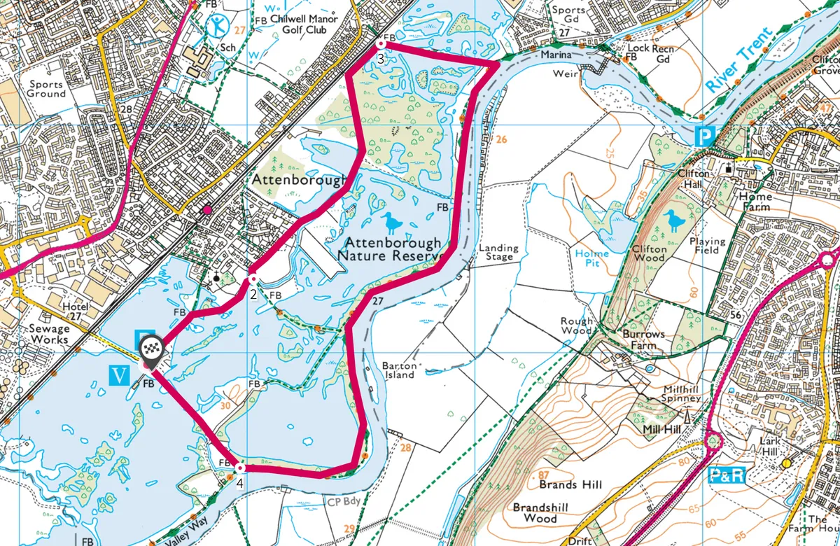 Attenborough Nature Reserve walking route and map